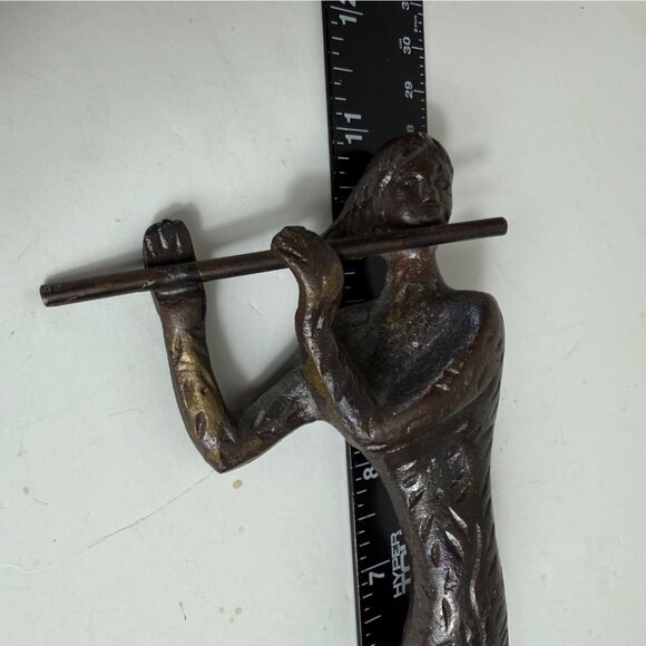 The Flutist Bronze Sculpture Figurine Musician Metalwork Art Free Spirit 11 Inch - Picture 7 of 11